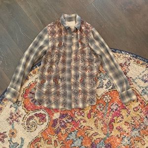 Johnny Was Button Down Collar Top